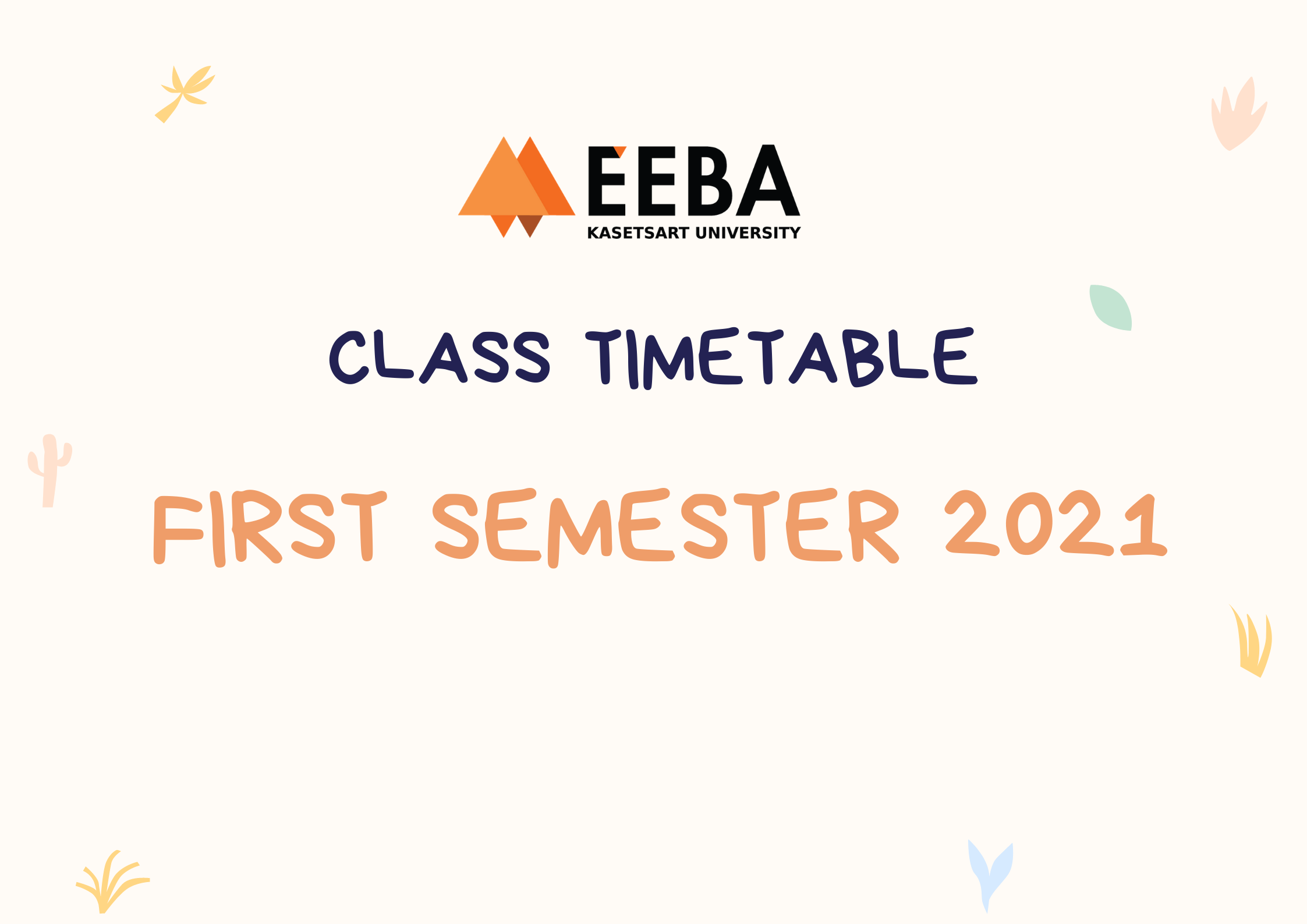 Class timetable for Semester 1, Academic Year 2021