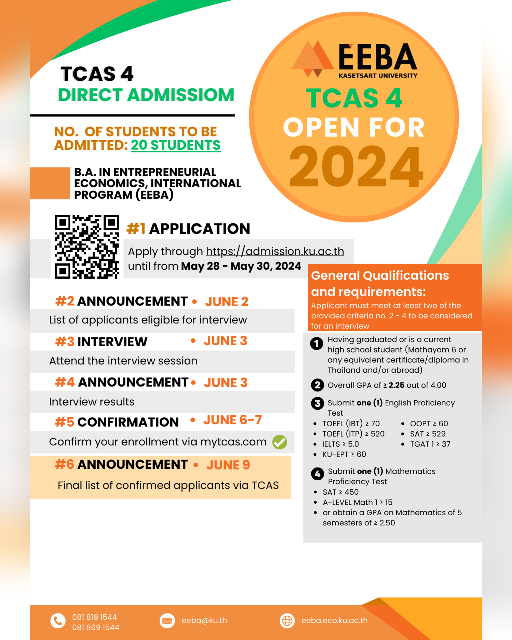 EEBA TCAS67 Round 4: The Application period, Qualifications, and Requirement
